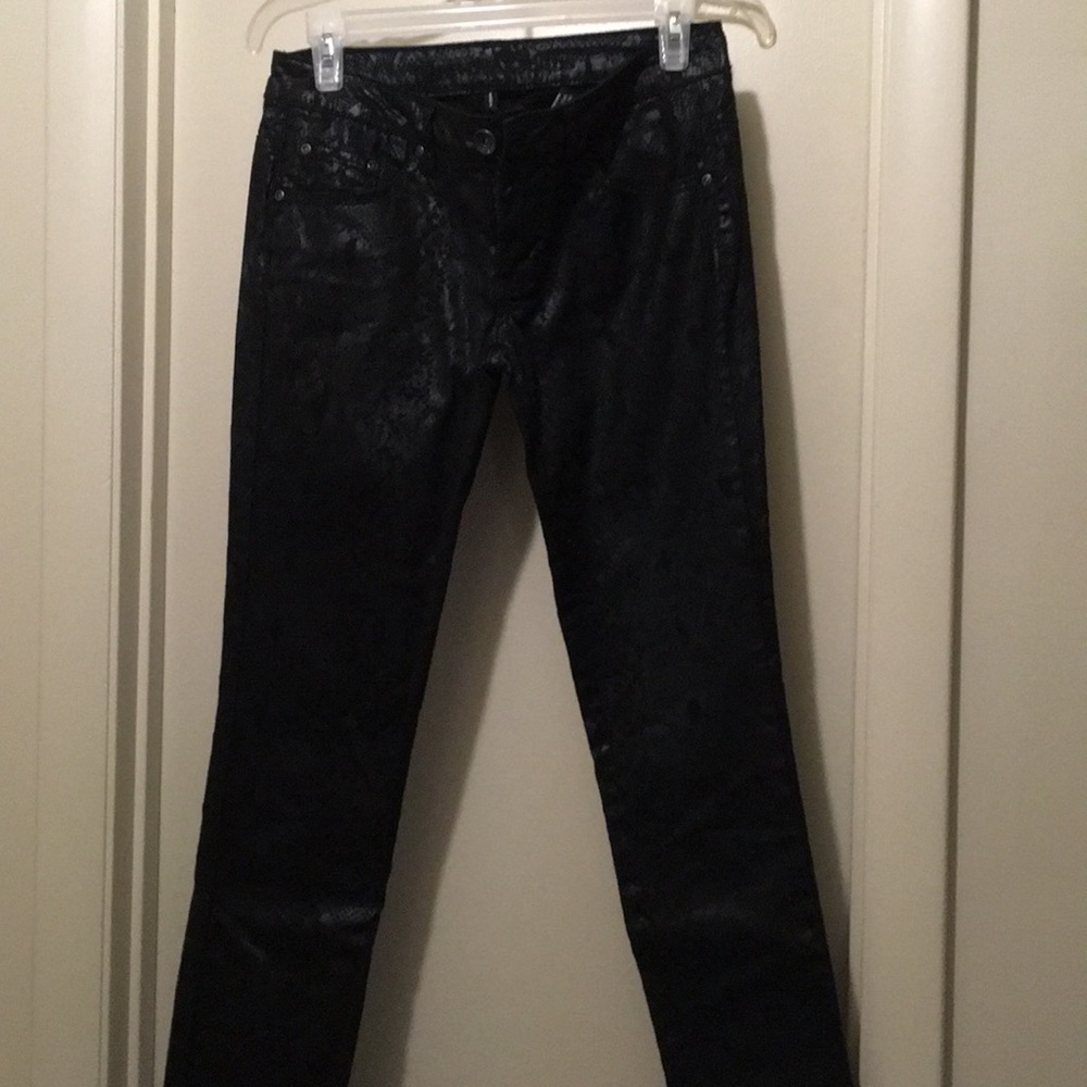 Black Jeans with Shiny, Snake-Skin Pattern